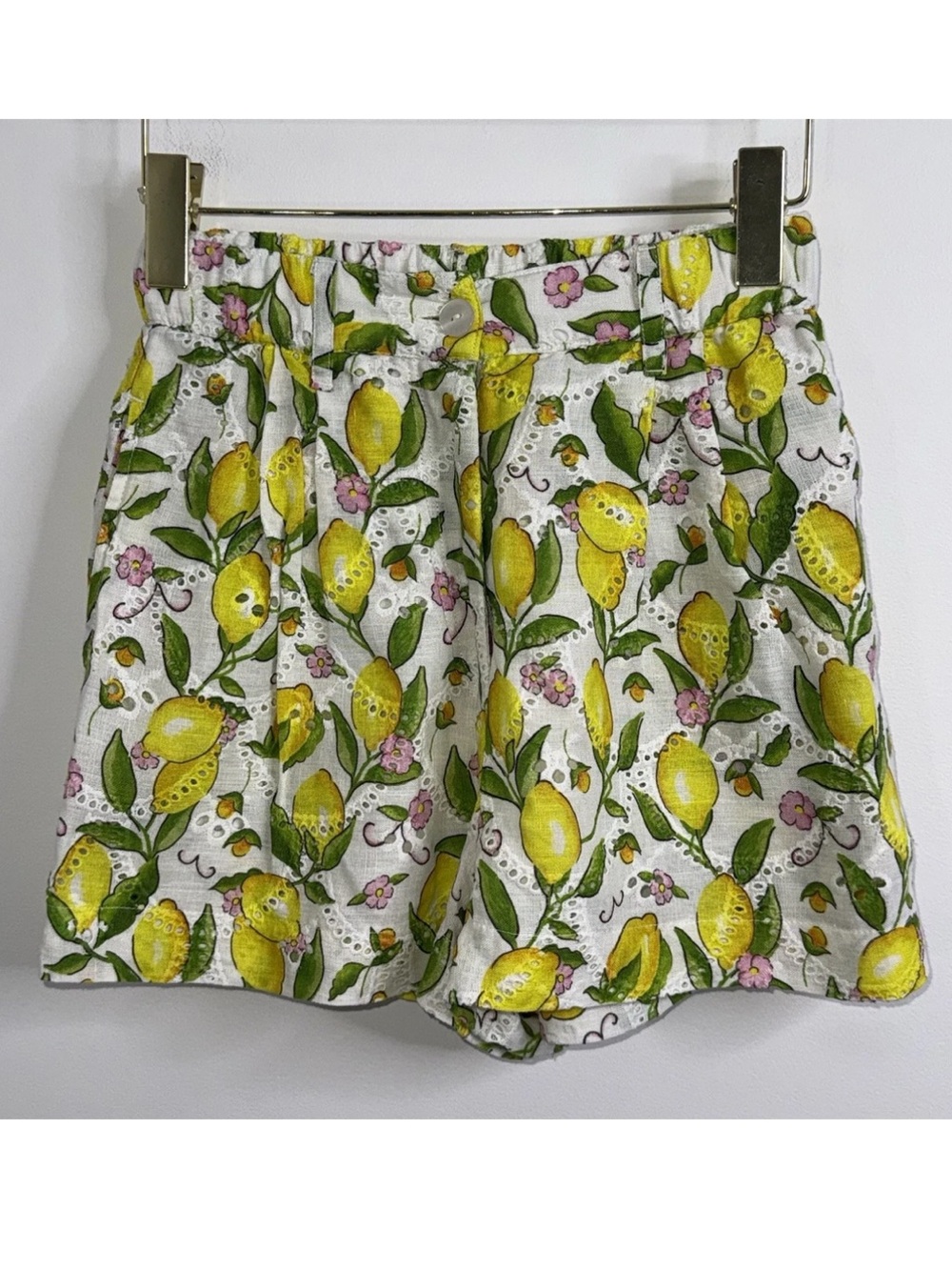 Palm Noosa Rummy Lemon Shorts Sz AU 6/US 2 High Waisted Summer Short 100% Linen